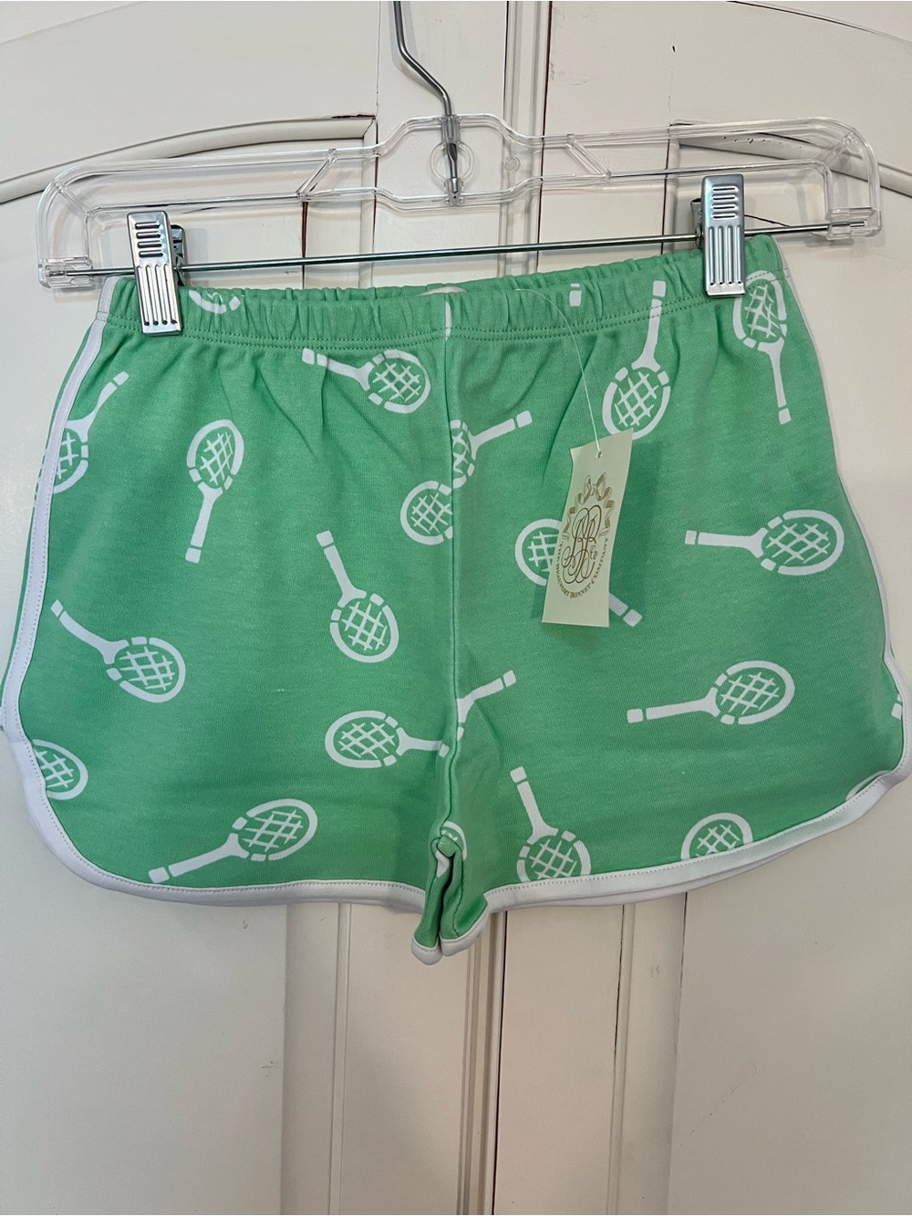 Green Tennis Print Girls’ Shorts